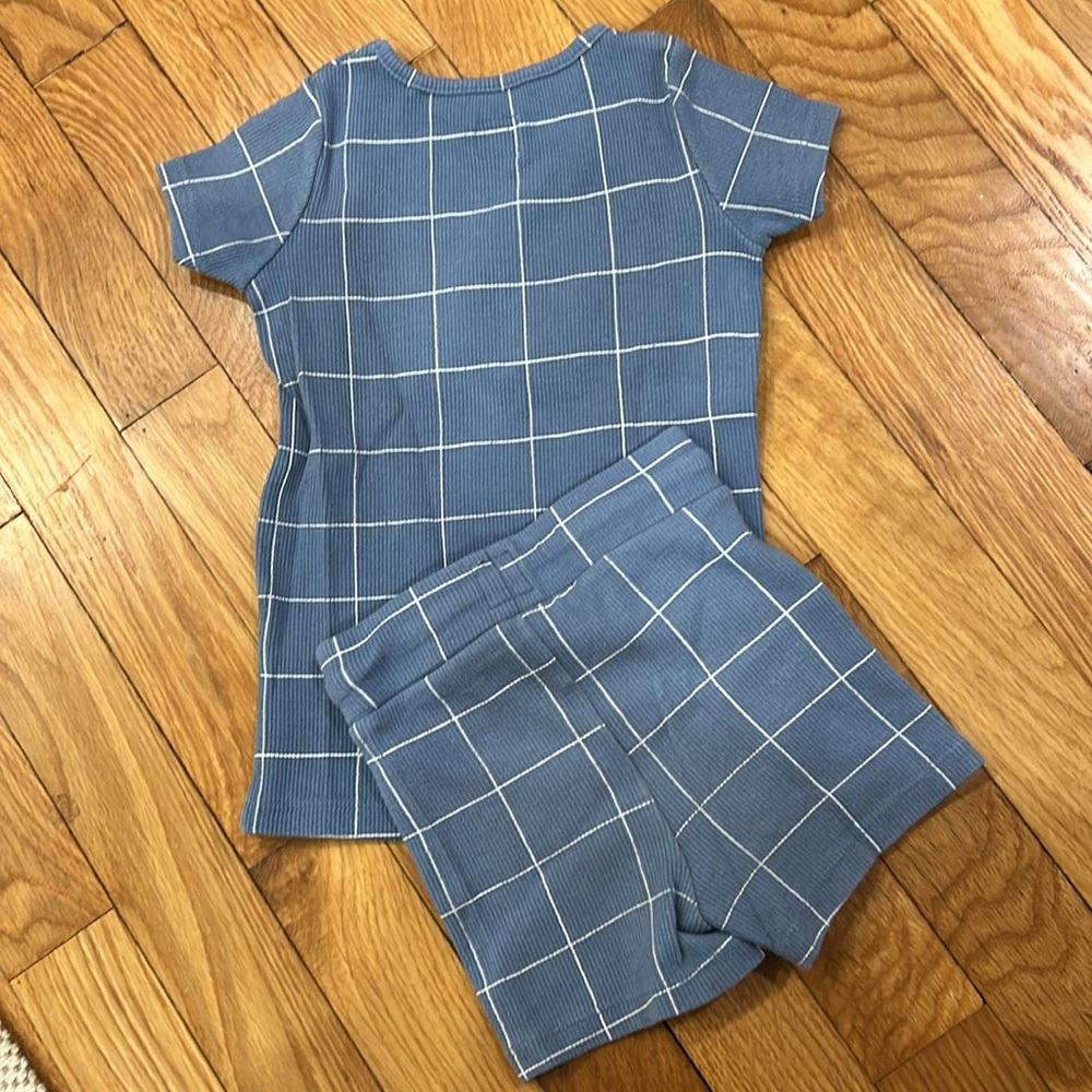 Lil Legs Analogie blue ribbed shorts set 2 pc short sleeved tee & shorts 3T - Picture 6 of 6